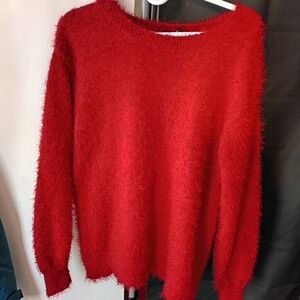 New York & Company Vibrant Red Fuzzy Sweater